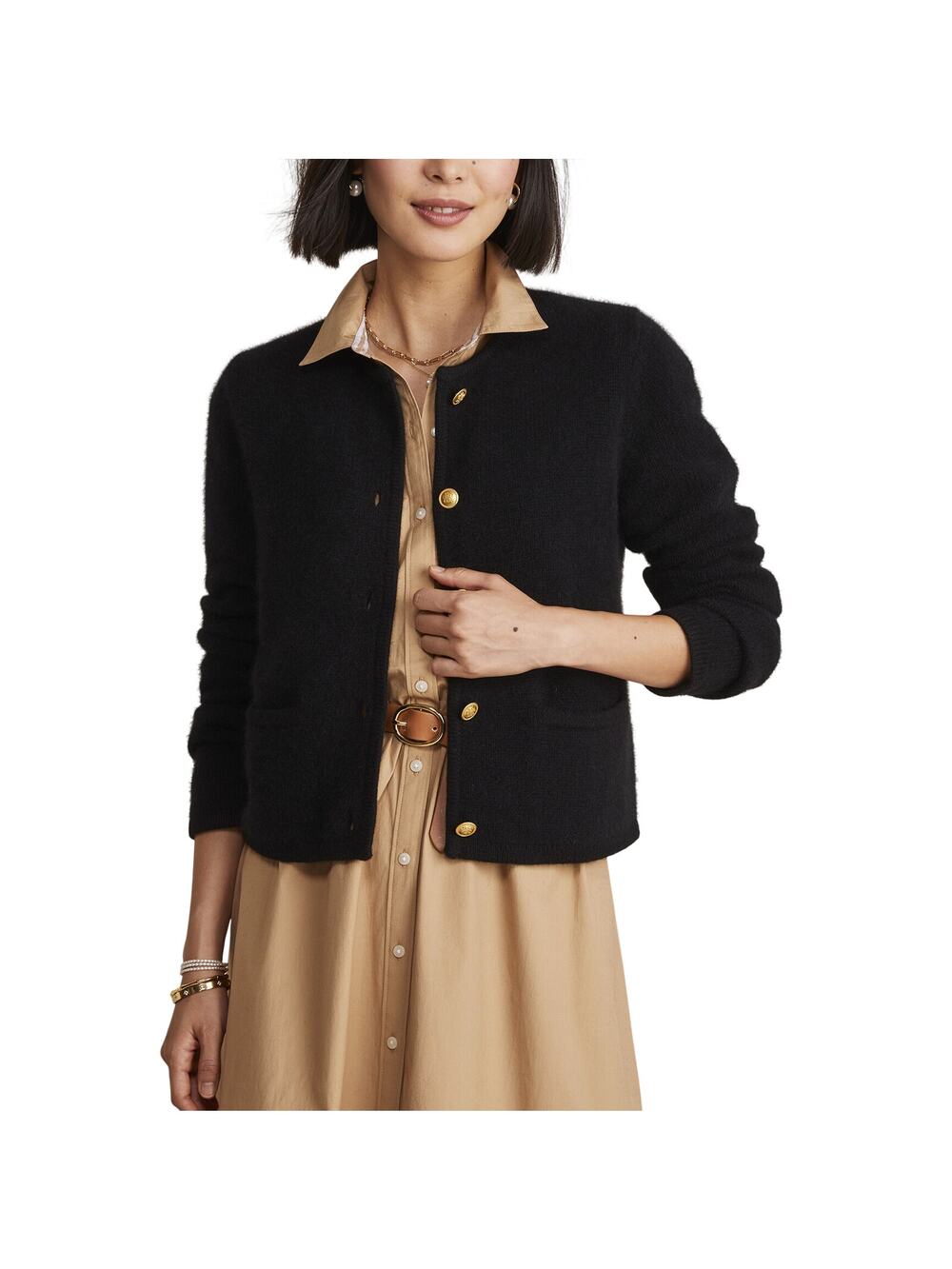 Vineyard Vines Plush Jet Black Crewneck Cardigan Size S
